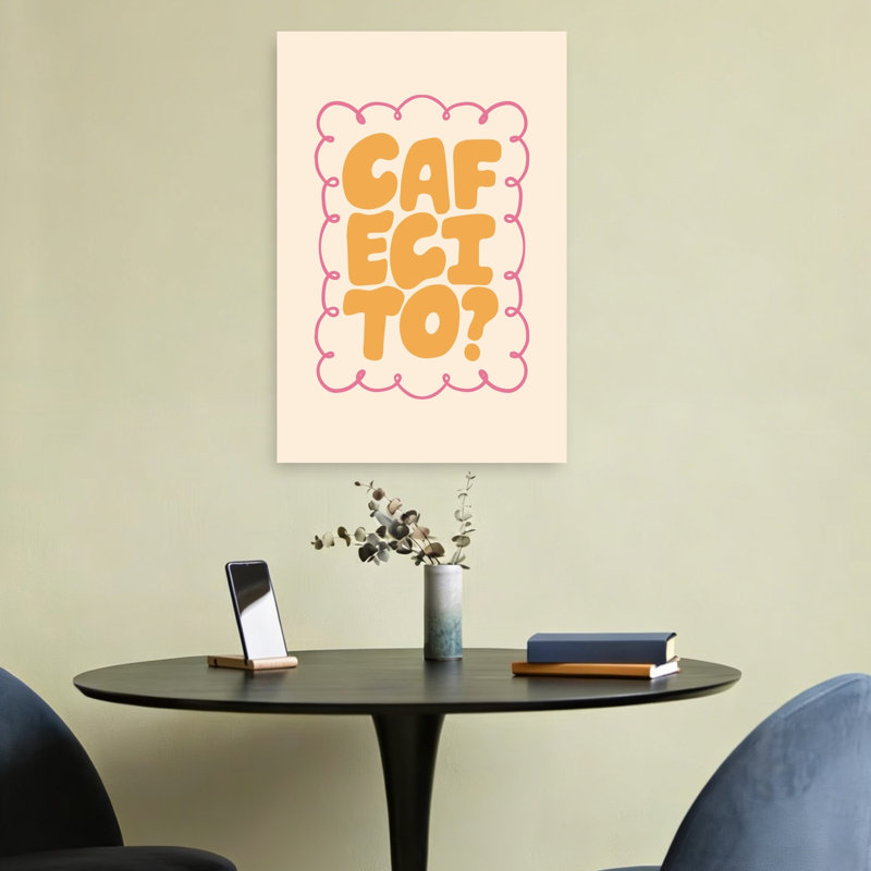 «Cafecito Coffee Invitation Playful Retro Contemporary Architecture», reproduction d'art mural, H 24 po x l 16 po