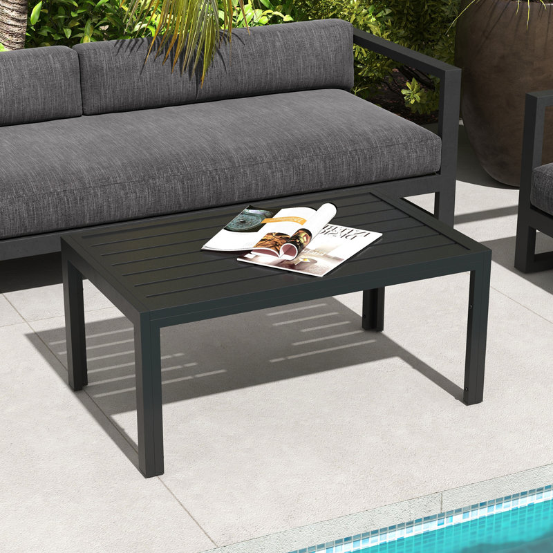 Avangelina Rectangular Metal Outdoor Coffee Table , 40'' in. W 24'' in. D