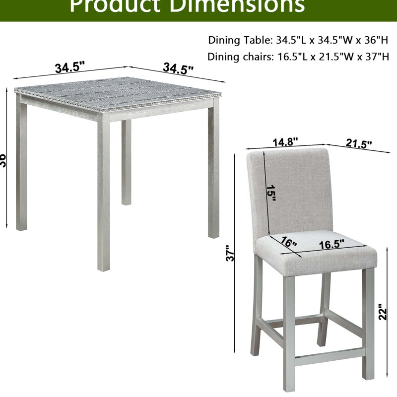 5 chaises à hauteur de comptoir avec garniture en cristal et chaises rembourrées, chaise de table gris argenté avec repose-pieds ergonomique