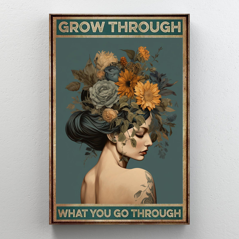 Flowers Grow Through - 1 pièce, reproduction d'art graphique sur toile tendue, H 36 po x l 24 po x P 1,25 po