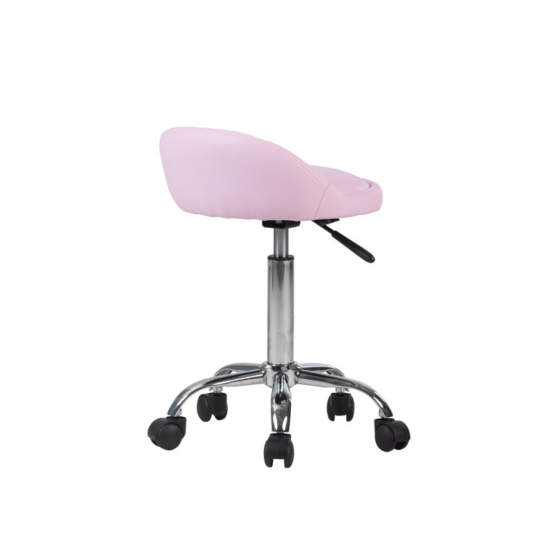 Tabouret de coiffeuse pivotant Shauna, hauteur réglable, similicuir, siège en mousse confortable, rotation à 360 degrés, Rose