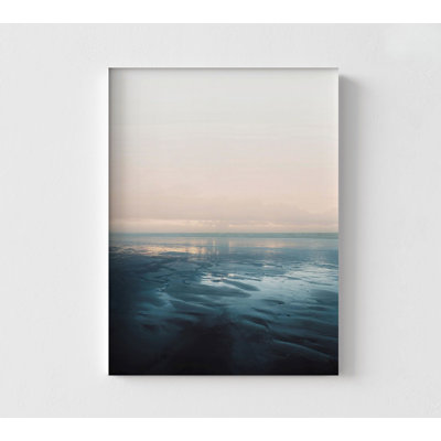 Peaceful Ocean Photo, Coastal Framed Picture, Dark Blue Ocean Print, Framed Ocean Prints, Oversized Wall Art, Clear Sky Print