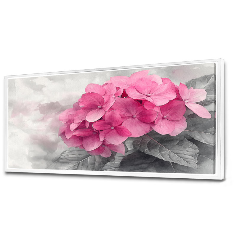 Keziah - Floral Wall Art, Floater Framed Print, 28" H x 60 W, White