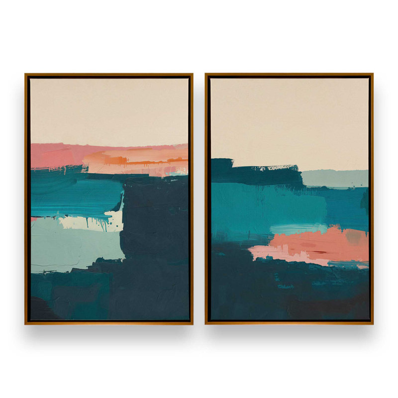 "Azure Reverie" par Golden Glow Interiors 2 - Pièces sur toile, Cadre doré poli, H 32 po x l 22 po