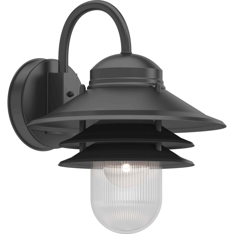 1-Light Outdoor Black Polypropylene Outdoor Wall Lantern with Prismatic Lens , Black