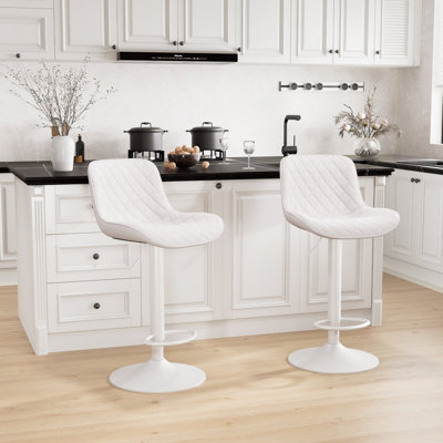 Zager Swivel Upholstered Adjustable Height Bar Stool
