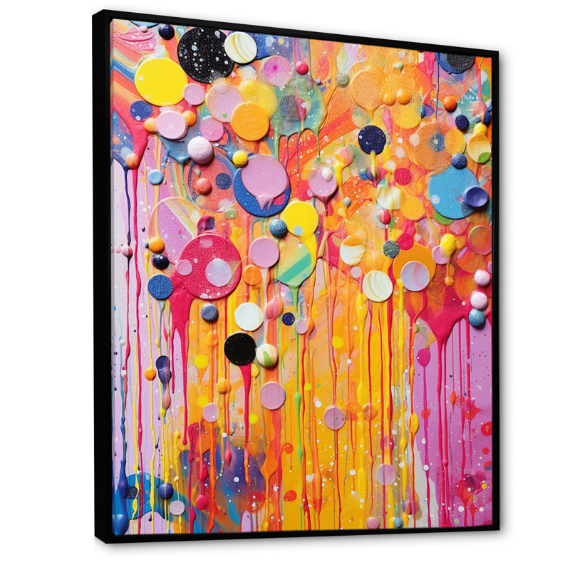 Printemps célébration abstraite, reproduction d'art sur toile, H 40 po x l 30 po x P 1,5 po, Cadre flottant noir