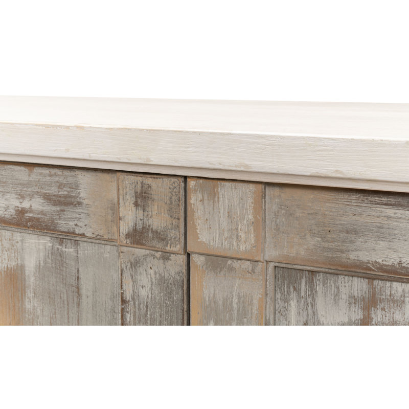 Boxholm 112'' W Solid Wood Sideboard, White/White