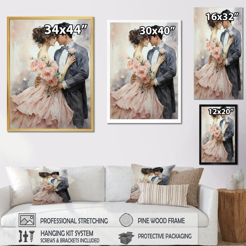 Couple de mariage - promesses délicates, Cadre simple argenté, H 20 po x l 12 po x P 1 po