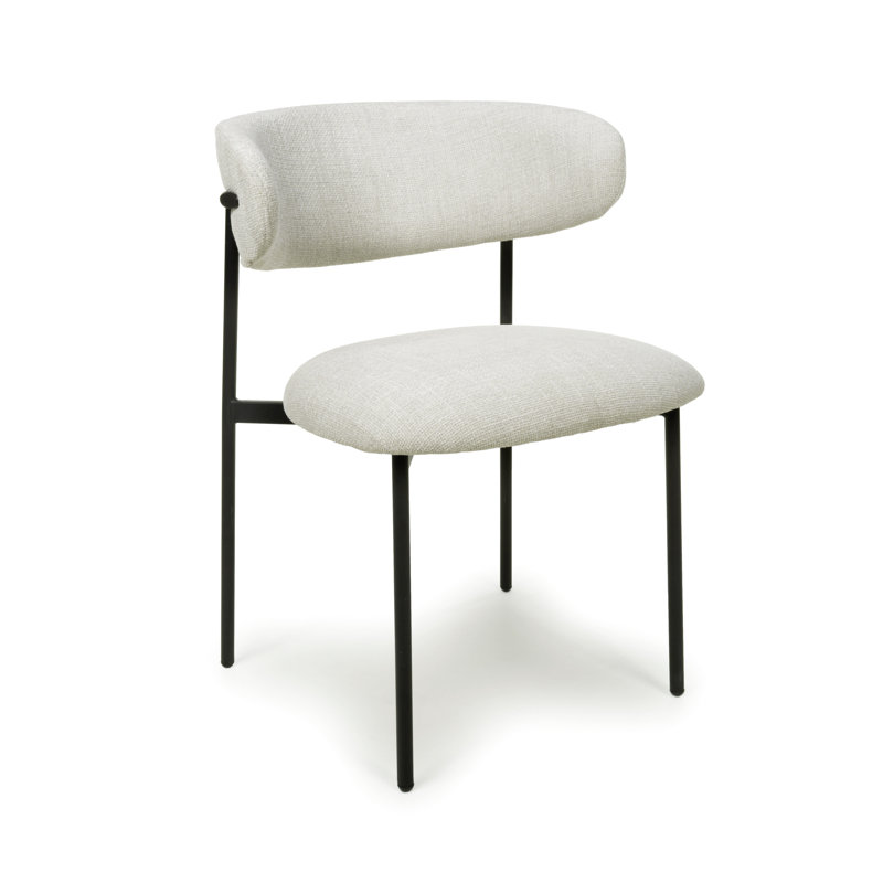 Ananias Upholstered Metal Side Chair in Beige
