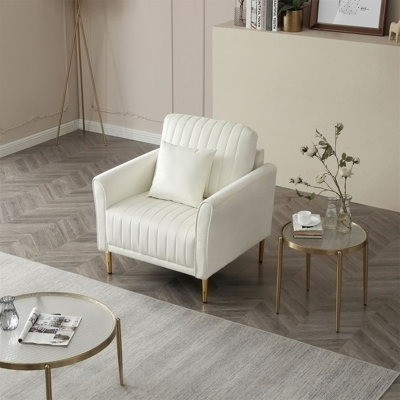 Velvet Accent Chair Upholstered Arm Chairs Comfy Single Sofa Chair