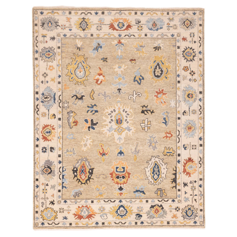Tapis moderne kaki Oushak 8 pi 1 po x 10 pi 1 po