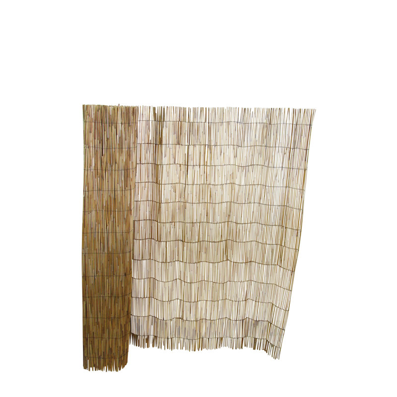 Natural Bamboo Reed Garden Fence with Black Nylon Coated Wire, 6'H x 14'L