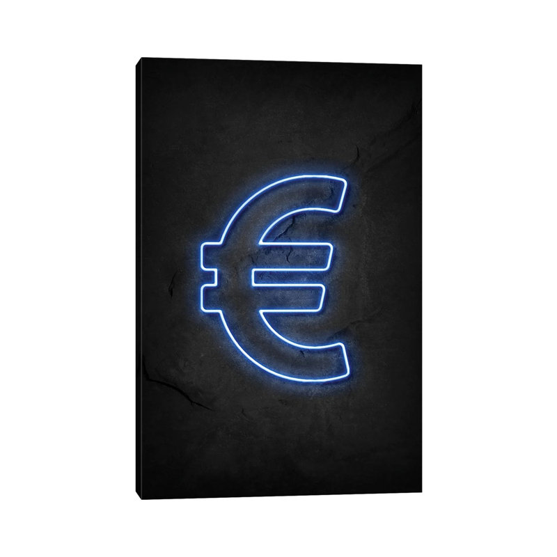 Euroo Neon by Durro Art - Floater Frame Print on Canvas, Wrapped Canvas, 30.48cm H x 20.32cm W