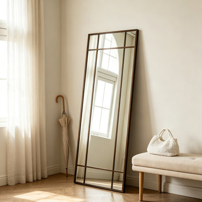 Windowpane Grid Full‑Length Mirror