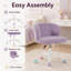 Chaise de bureau artificielle avec base en métal, chaise de bureau pivotante, chaise de coiffeuse (violet)-625670523