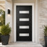 Porte d'entrée en fibre de verre noire 91,4 cm x 203,2 cm (36 po x 80 po), ensemble de porte démontable, ouverture à droite vers l'intérieur