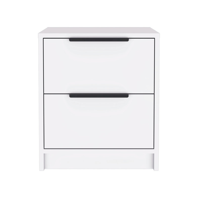 Table de chevet à 2 tiroirs pour la chambre à coucher, Blanc