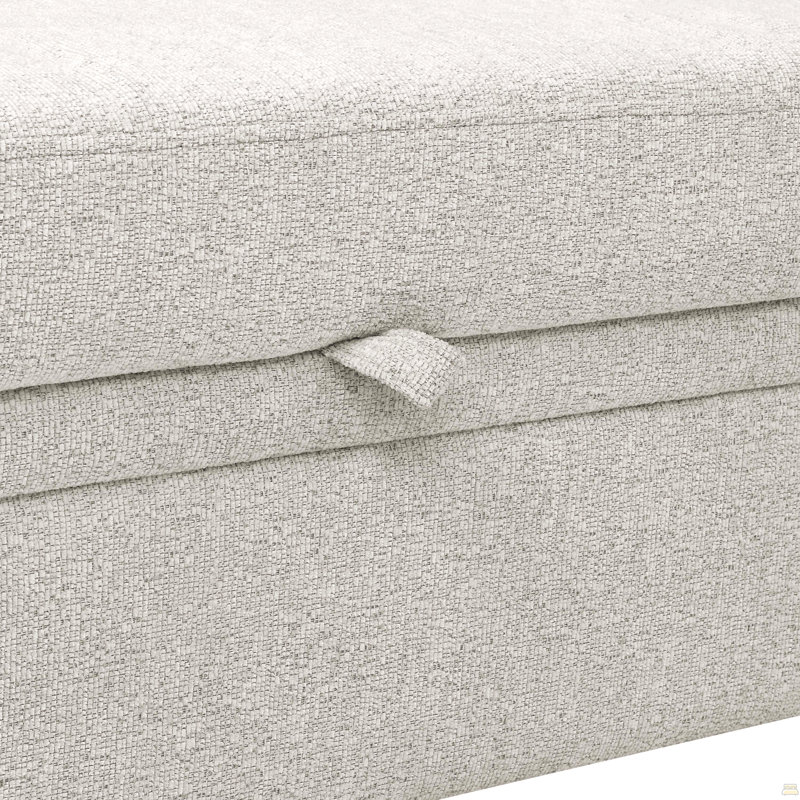 Canapé modulaire 76,5 po en mélange de lin avec lit escamotable et rangement pour chaise longue, Chenille beige, Beige