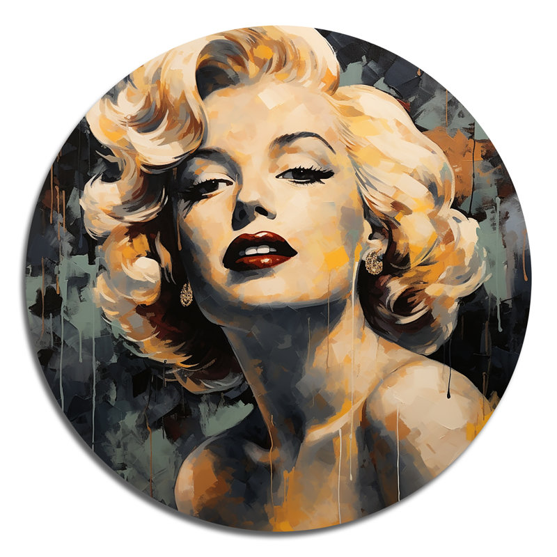Marilyn Manroe III, art rétro en métal jaune et beige rétro, H 36 po x l 36 po
