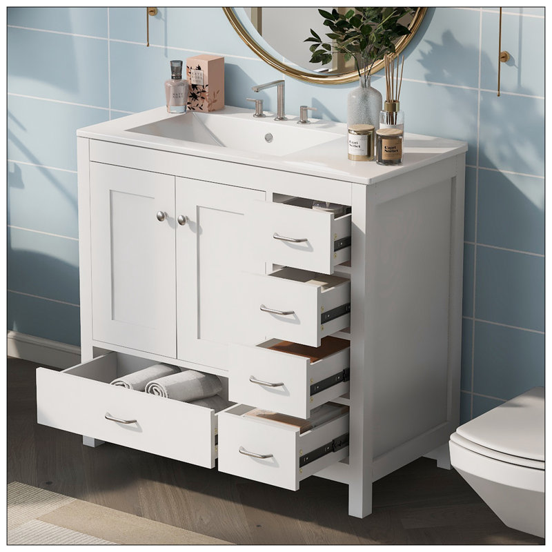 Meuble-lavabo simple 36 po avec plateau en céramique Althom