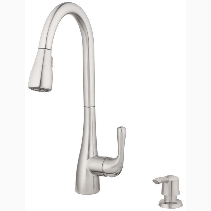 Tosca Capri Pull Down Kitchen Faucet with Soap Dispenser, Stainless Steel