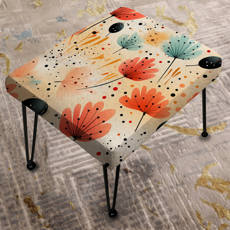 Sunset Ladybug Flowers - Botanical Rectangle Ottoman