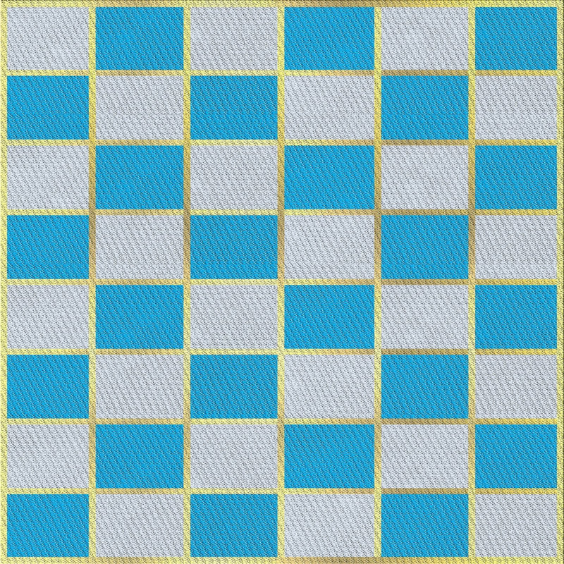 Tapis gris clair/bleu tissé à la machine, Carré 7 pi
