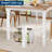 Industrial Dining Table for 6-8 People, 79 IN Rectangular Wooden Kitchen Table with Strong Metal Frame Long Dining Room Table for Big Family, White Frame & Natural Wood-513639774-513639764