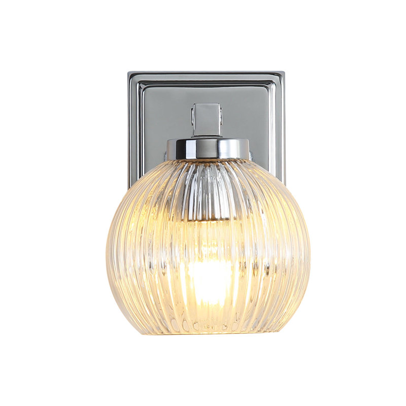 Nella 1 Light Bath Vanity with Ribbed Clear Shade, Chrome