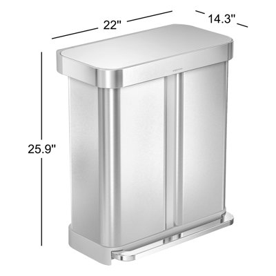 simplehuman 15.3gal Dual Recycling Step Can