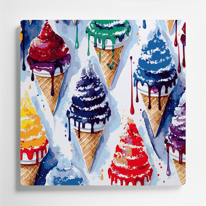Dessert, cône de neige, art mural en métal bleu, H 12 po x l 12 po