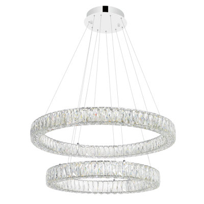 Lustre intégré unique en chrome 32 pouces à 2 anneaux à DEL intégré