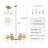 Modern 6-Light Adjustable Chandelier with Fabric Rattan Shades, Brown Metal Frame, Dimmable, ETL Listed, E12 Base