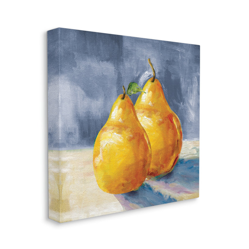 Nature morte classique avec poires jaunes délicieuses, H 30 po x l 30 po x P 1,5 po