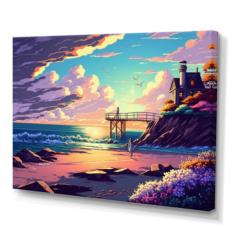 «Modern Sunset in Vector Style III», reproduction sur toile, L 20 po x H 12 po, Toile tendue