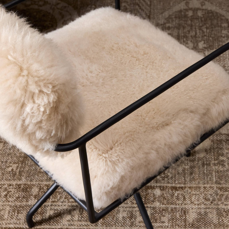 Fenn Desk Chair-Crypton Nomad Mushroom, Champagne Mongolian Fur