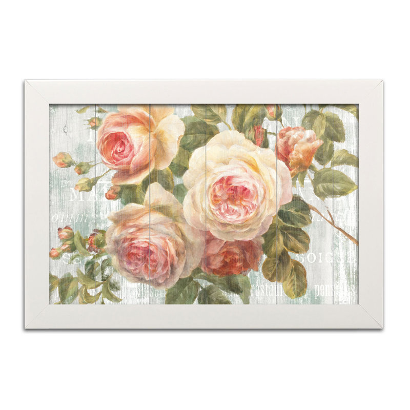 « shabby élégance roses », impression, Papier avec cadre blanc, H 14 po x l 20 po x P 0,75 po