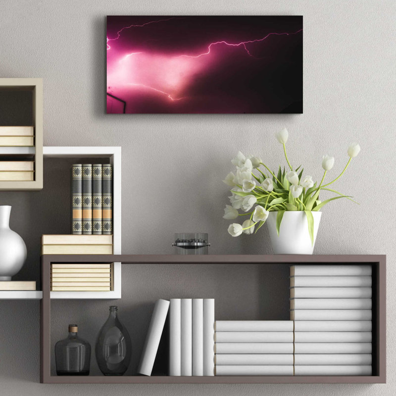 «Orchid Lightning» par Inconnu, art mural en verre acrylique, H 12 po x l 24 po