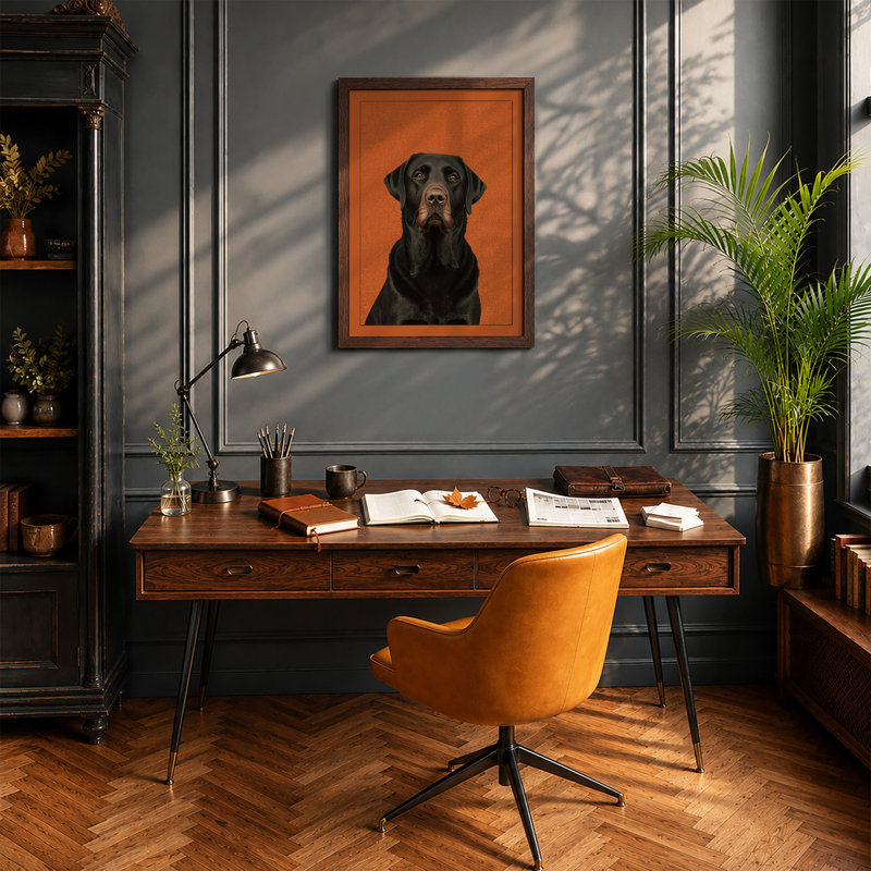 Labrador Portrait Modern - Framed Print, Walnut, A3 - 42.0 x 29.7 cm