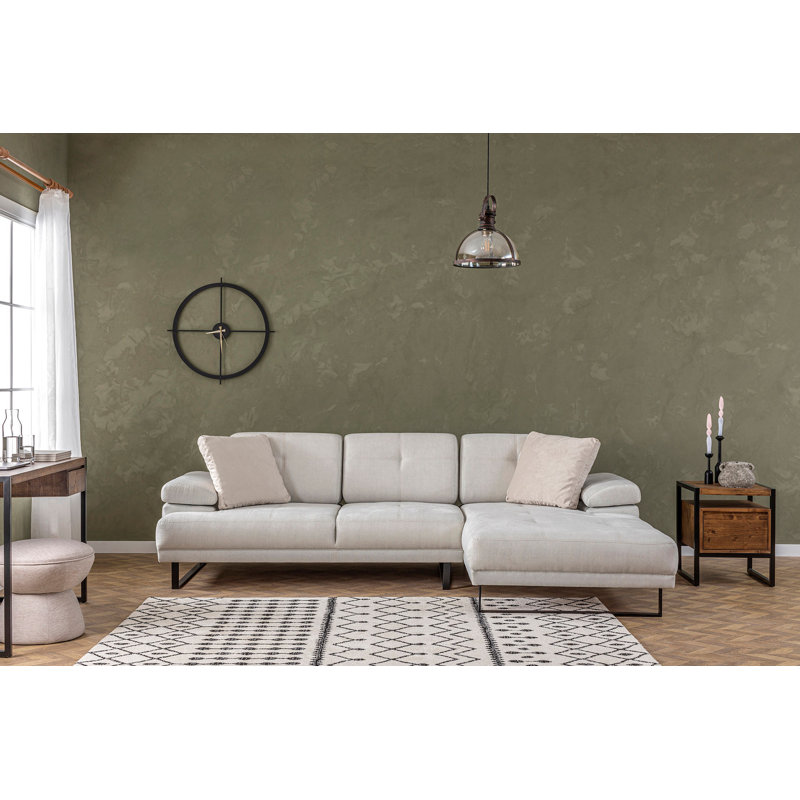 Canapé et méridienne Simmerman, H 32,7 po x l 107,9 po x P 68,5 po, Orienté à droite, Mélange de polyester beige
