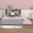 Full Size Platform Bed With Trundle, Wood Full Bed Frame With Bookcase And Headboard-2035471834