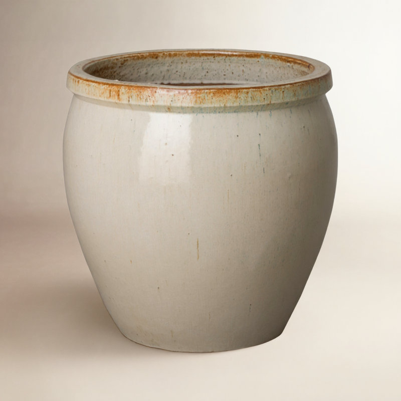 Kenedy Handmade Ceramic Pot Planter, White, 15" H x 15" W x 15" D