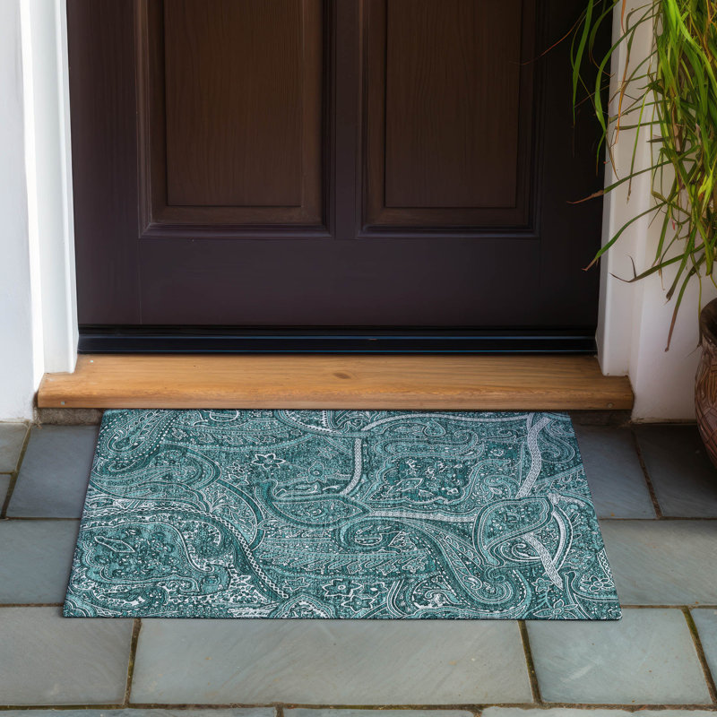 Tapis de porte d'extérieur antidérapant Itzamaray, Rectangle 1 pi 8 po x 2 pi 6 po