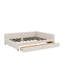 Grand lit plateforme tapissier avec port USB et 2 tiroirs