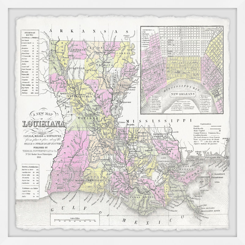«Louisiana Outline Map», impression encadrée, H 32 po x l 32 po x P 1,5 po