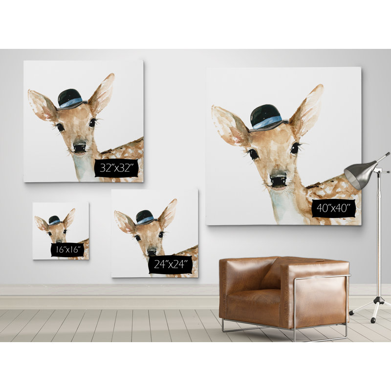 « jolie critter cerf », art sur toile, H 16 po x l 16 po x P 1,5 po, Toile tendue