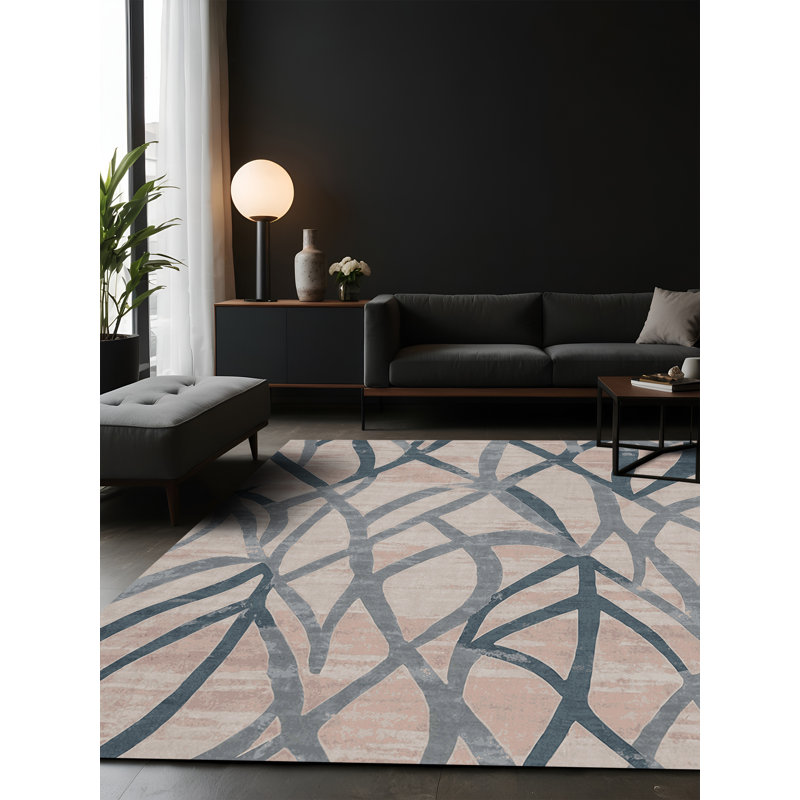 Tapis gris soyeux et moelleux, Carré 8 pi