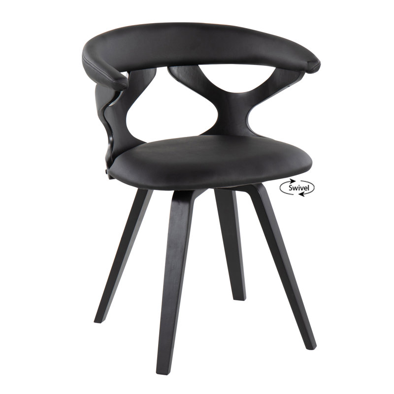 Laquietta Wingback Side Chair, Black, Black Faux Leather