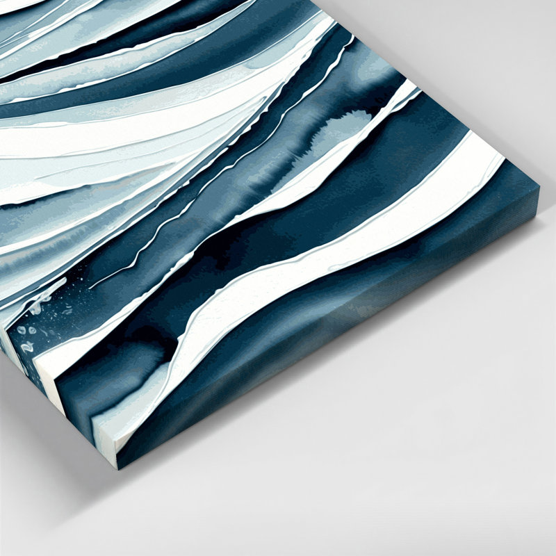 Art mural horizontal sur toile à rayures horizontales bleu ardoise, H 8 po x l 10 po